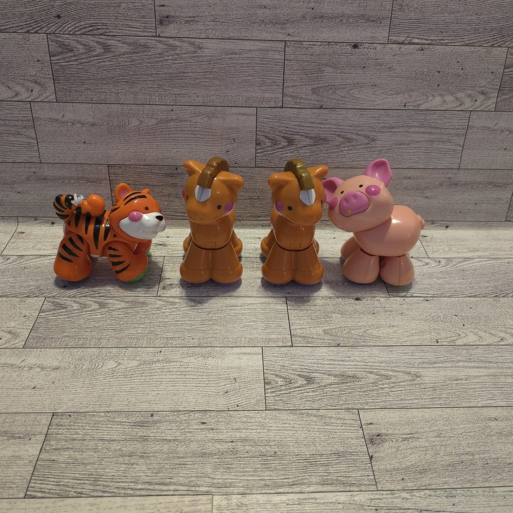 Fisher Price Peek-a-Blocks Rollin Rumsies Lot of‎ 4 Tiger Pig Horses Vintage